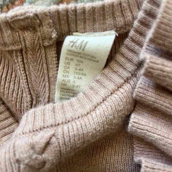 H&M Organic Cotton Knit Sweater Dress Ruffled Shoulders 4T - Picture 3 of 3